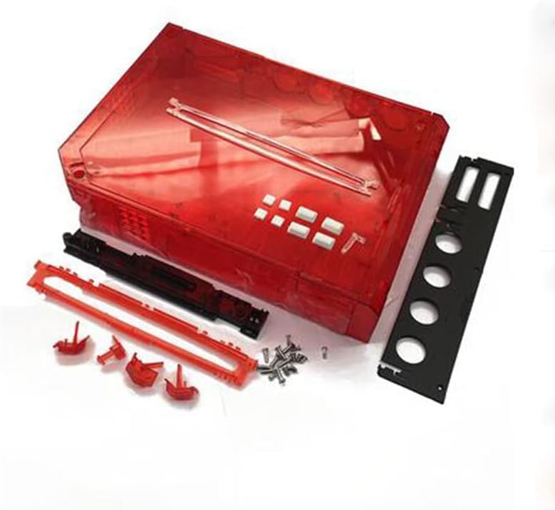 Full Housing Case Cover Shell with Buttons Replacement for Wii Console (Clear Red)